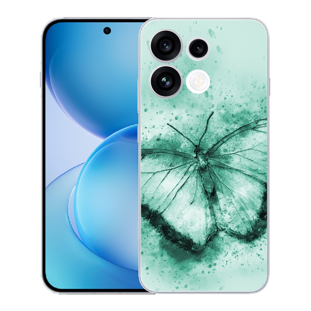 Gélový kryt mmCase na Oppo Reno 16 FS 5G - zelený motýľ