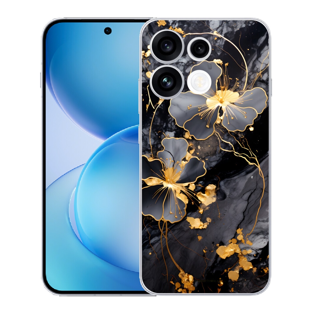 Gélový kryt mmCase na Oppo Reno 16 FS 5G - zlaté kvety
