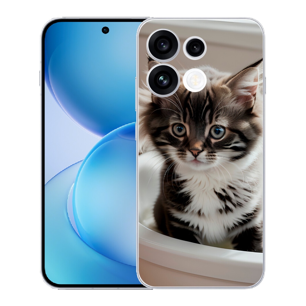 Gélový kryt mmCase na Oppo Reno 16 FS 5G - zvedavé mačiatko