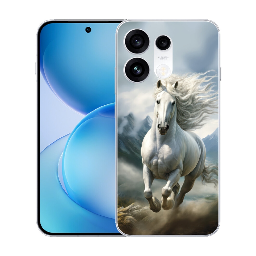 Gélový kryt mmCase na Oppo Reno 16 Pro 5G - bežiaci biely kôň 3