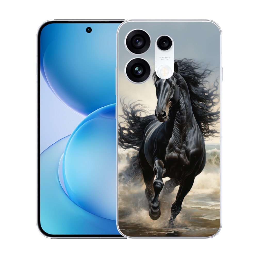 Gélový kryt mmCase na Oppo Reno 16 Pro 5G - bežiaci čierny kôň