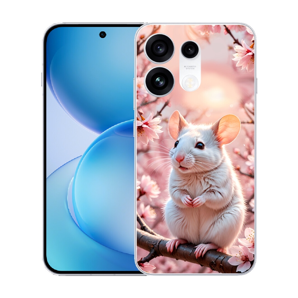 Gélový kryt mmCase na Oppo Reno 16 Pro 5G - biela myš na vetve