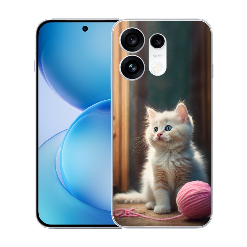 Gélový kryt mmCase na Oppo Reno 16 Pro 5G - biele mačiatko 2