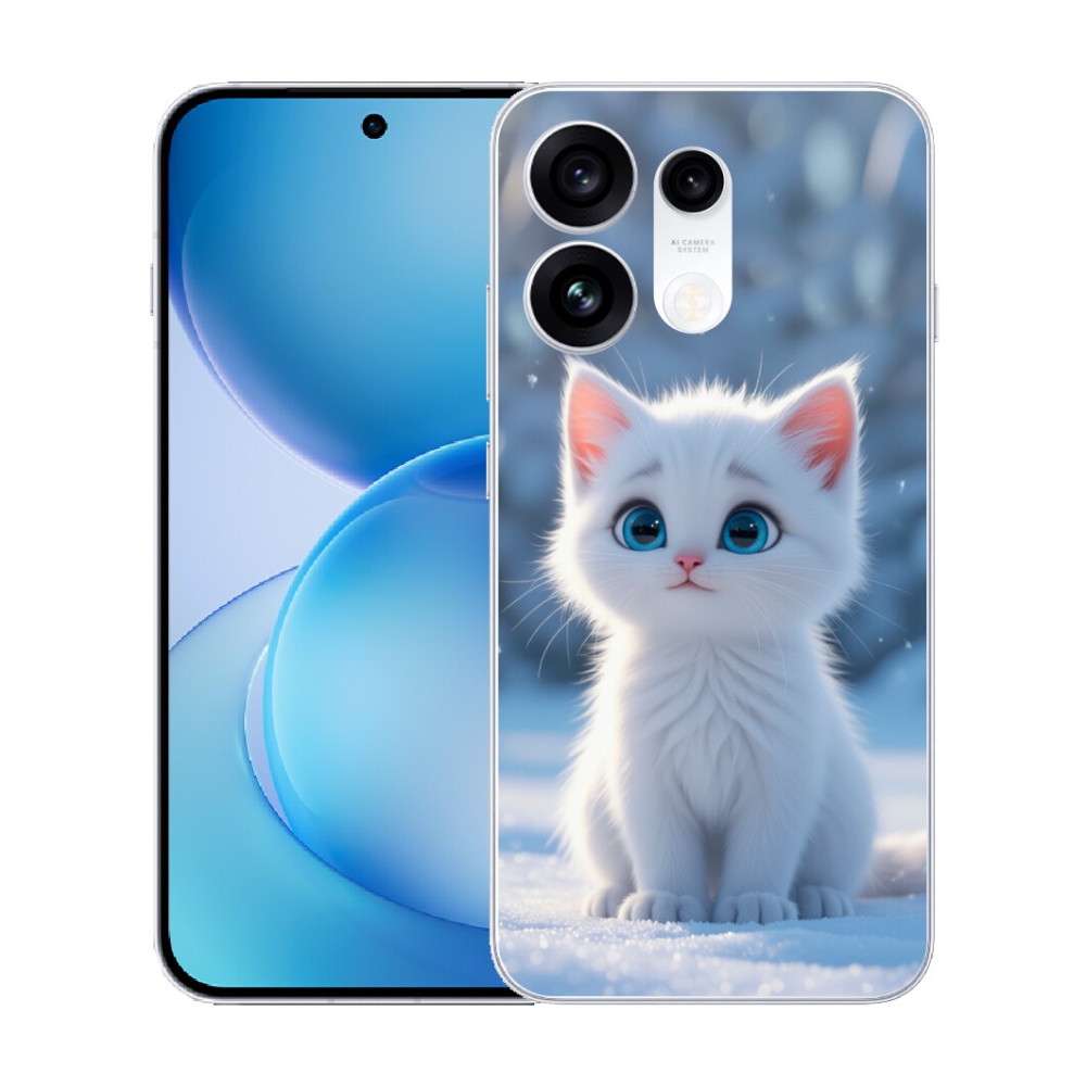 Gélový kryt mmCase na Oppo Reno 16 Pro 5G - biele mačiatko 3
