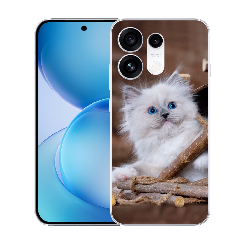 Gélový kryt mmCase na Oppo Reno 16 Pro 5G - biele mačiatko