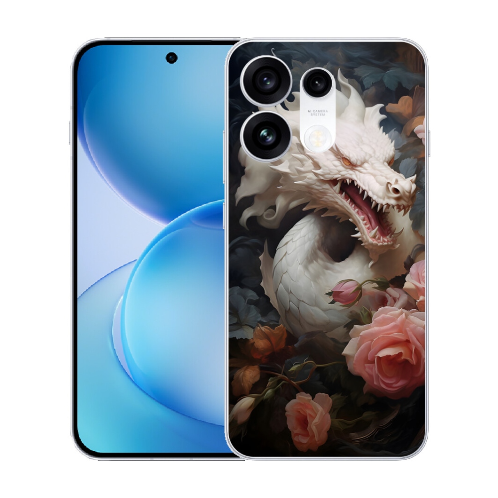 Gélový kryt mmCase na Oppo Reno 16 Pro 5G - biely drak