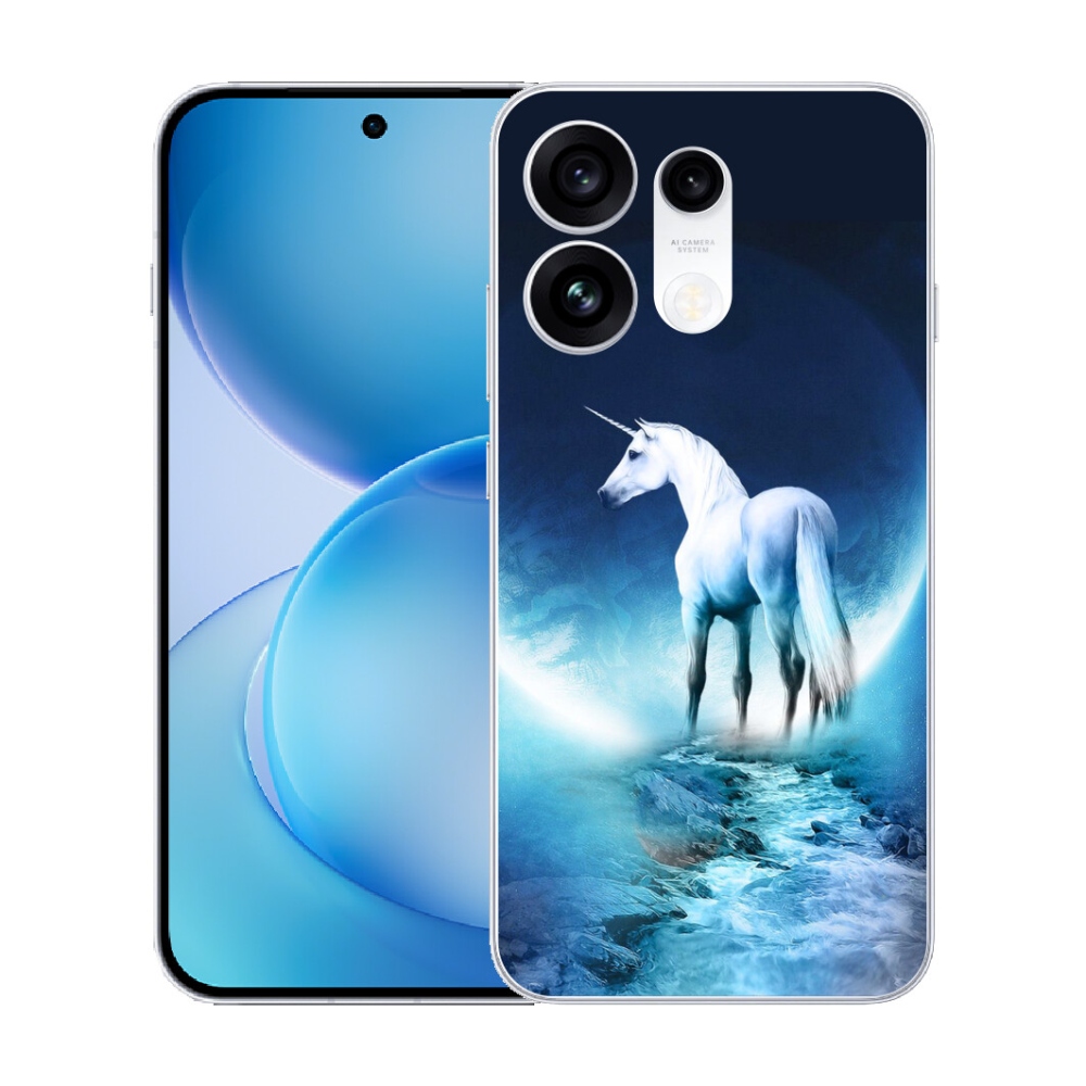 Gélový kryt mmCase na Oppo Reno 16 Pro 5G - biely jednorožec