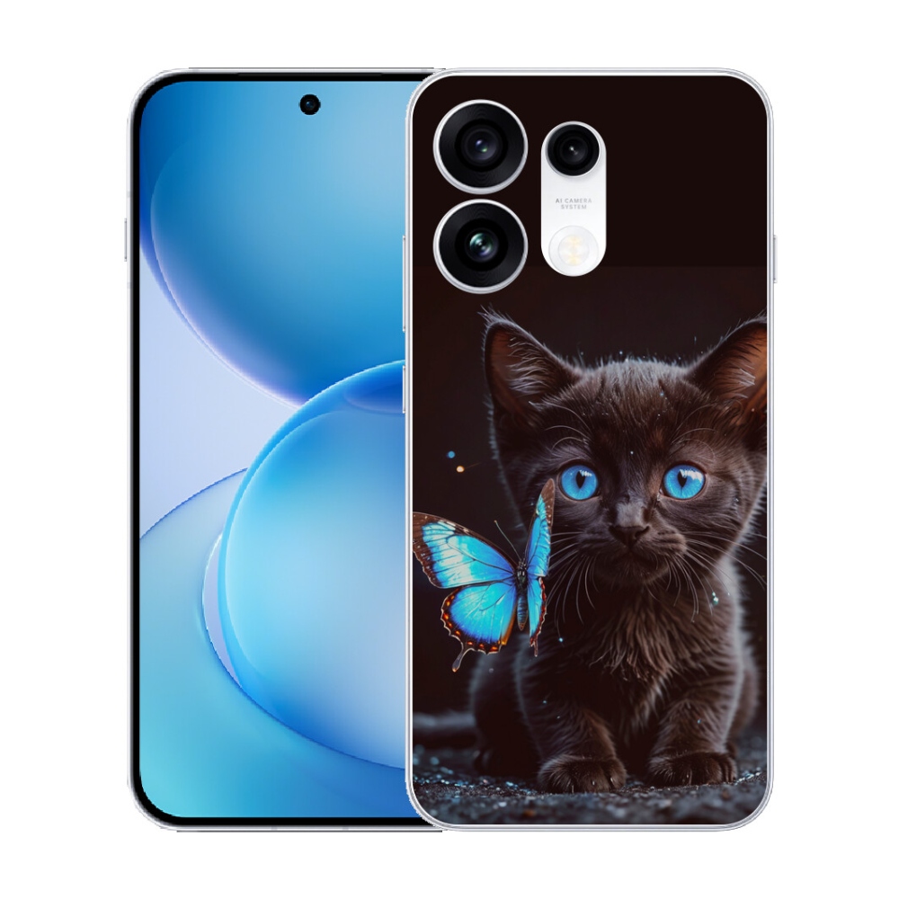 Gélový kryt mmCase na Oppo Reno 16 Pro 5G - čierne mačiatko 3