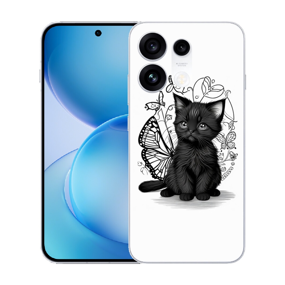 Gélový kryt mmCase na Oppo Reno 16 Pro 5G - čierne mačiatko