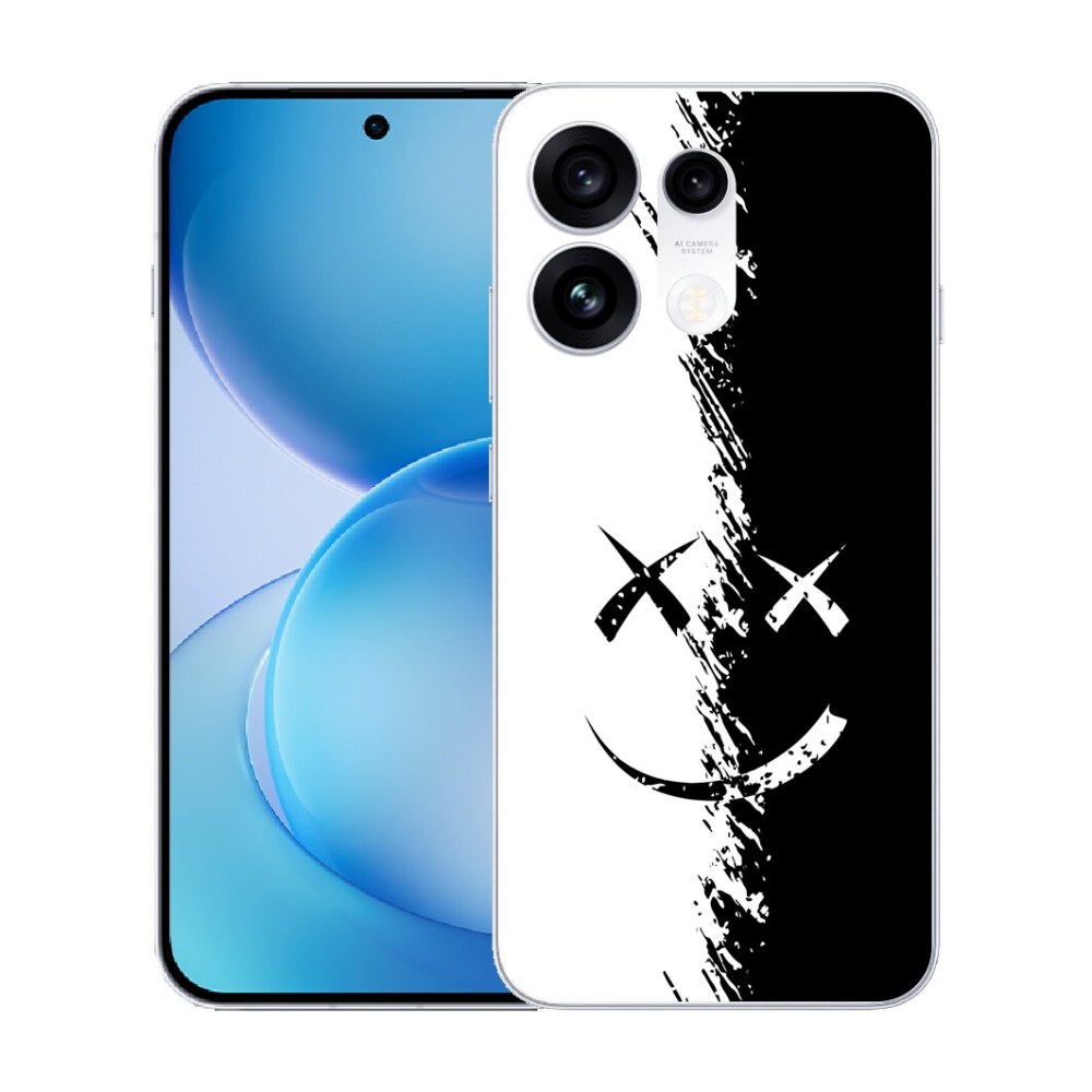 Gélový kryt mmCase na Oppo Reno 16 Pro 5G - čiernobiely smajlík