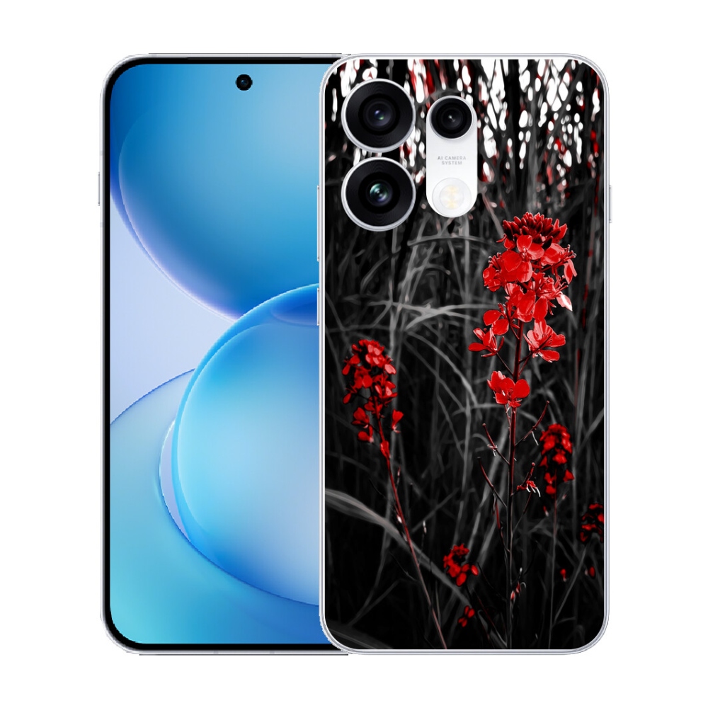 Gélový kryt mmCase na Oppo Reno 16 Pro 5G - červená rastlina