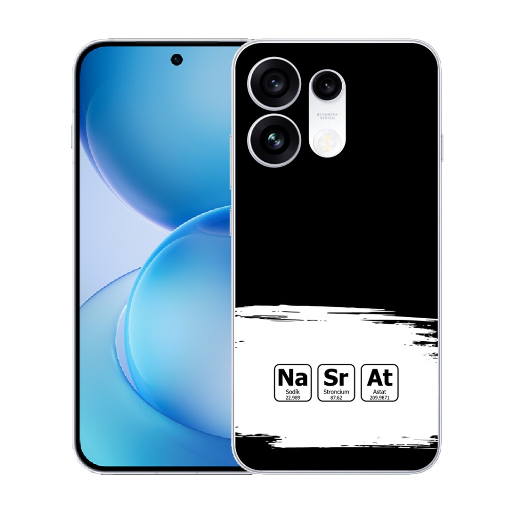 Gélový kryt mmCase na Oppo Reno 16 Pro 5G - chemické prvky bieločierne pozadie