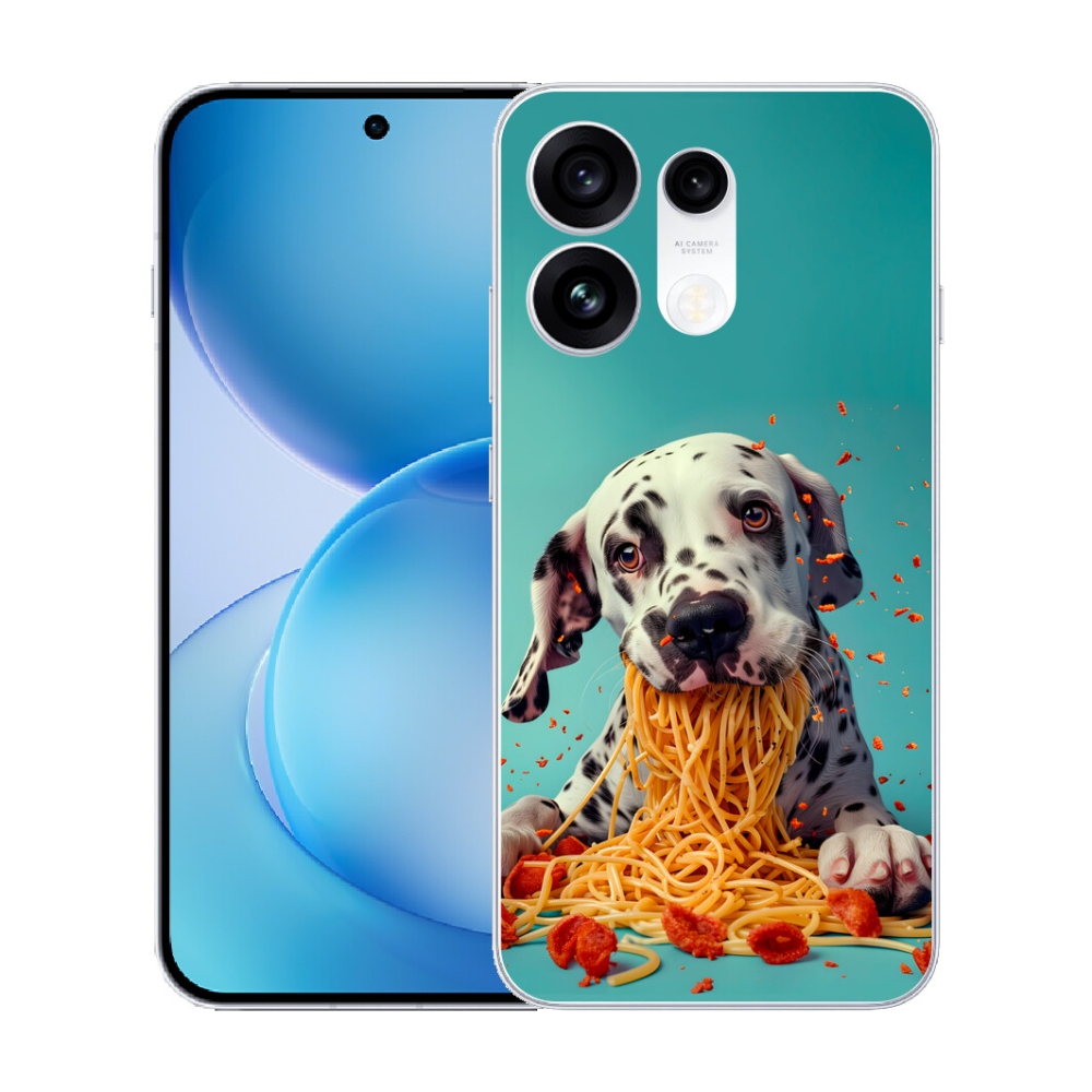 Gélový kryt mmCase na Oppo Reno 16 Pro 5G - dalmatín a špagety