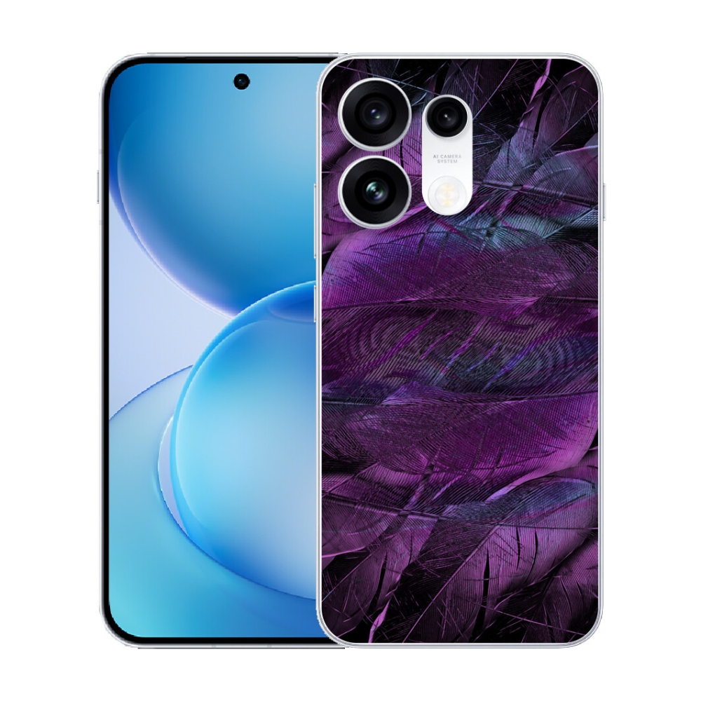 Gélový kryt mmCase na Oppo Reno 16 Pro 5G - fialové pierka