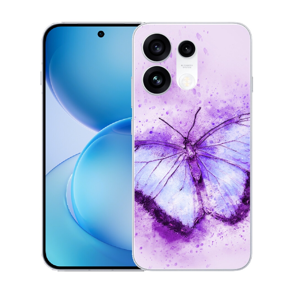 Gélový kryt mmCase na Oppo Reno 16 Pro 5G - fialový motýľ