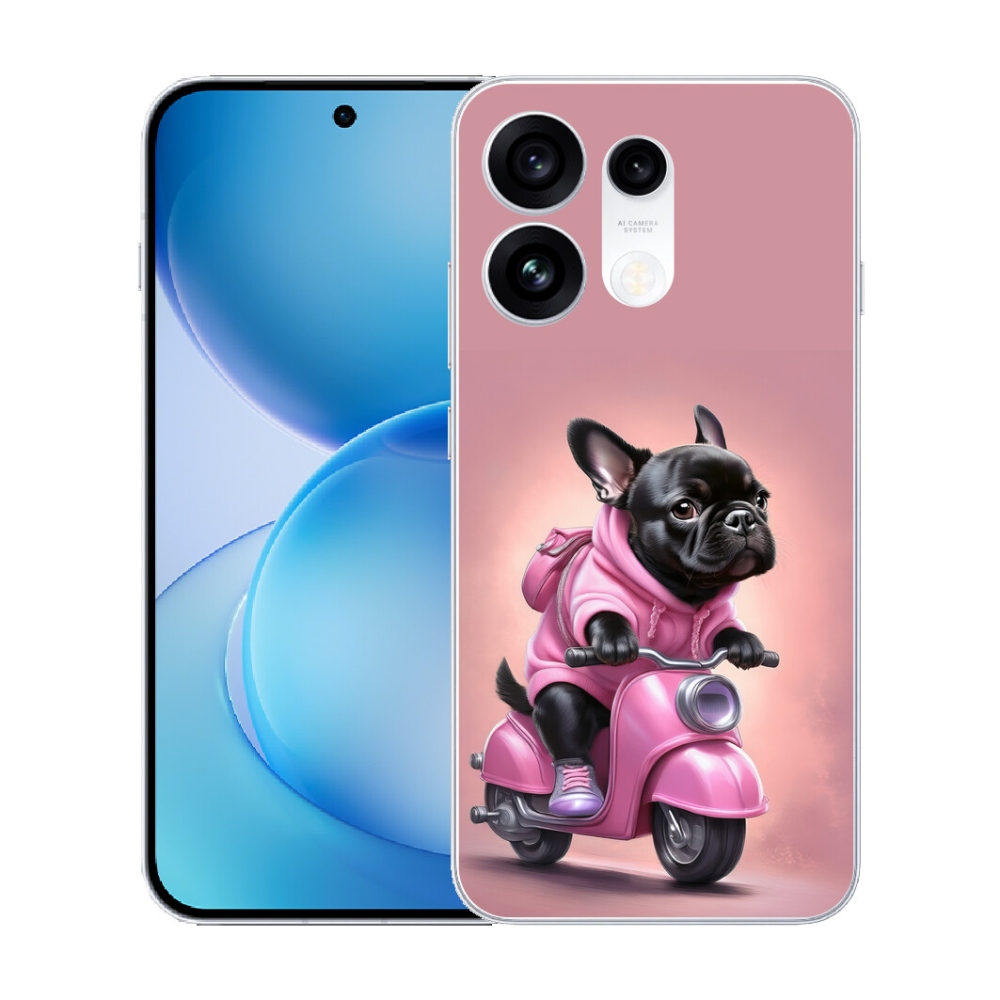 Gélový kryt mmCase na Oppo Reno 16 Pro 5G - francúzsky buldoček na skútri