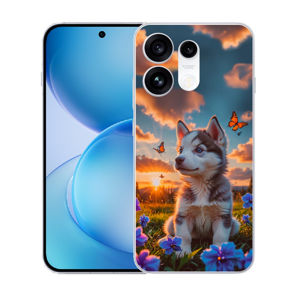 Gélový kryt mmCase na Oppo Reno 16 Pro 5G - husky pri západe slnka
