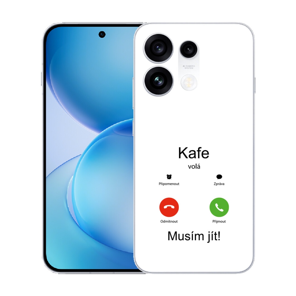 Gélový kryt mmCase na Oppo Reno 16 Pro 5G - kafe volá biele pozadie