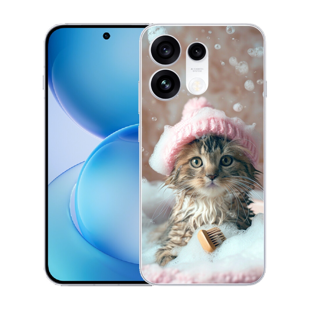 Gélový kryt mmCase na Oppo Reno 16 Pro 5G - mačiatko a kúpeľ