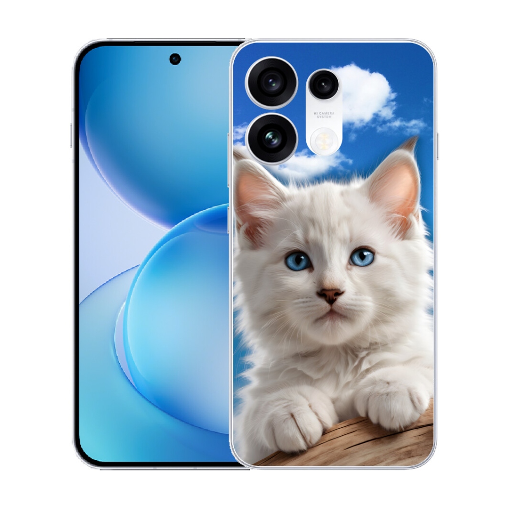 Gélový kryt mmCase na Oppo Reno 16 Pro 5G - mačiatko a oblaky