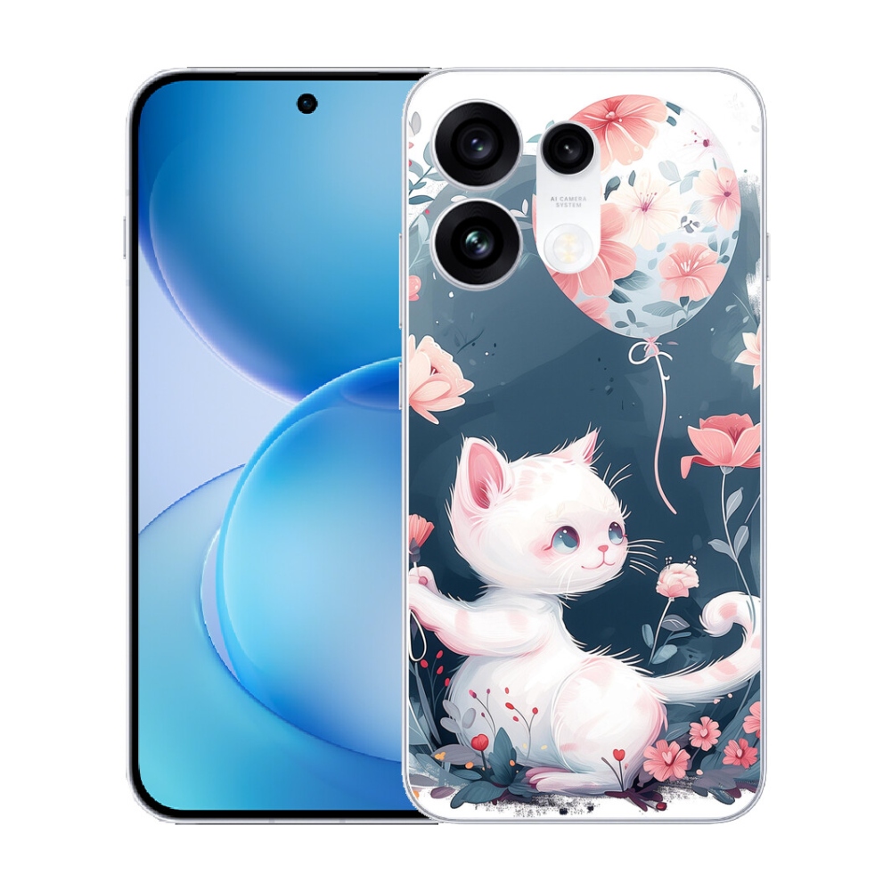 Gélový kryt mmCase na Oppo Reno 16 Pro 5G - mačiatko s balónikom