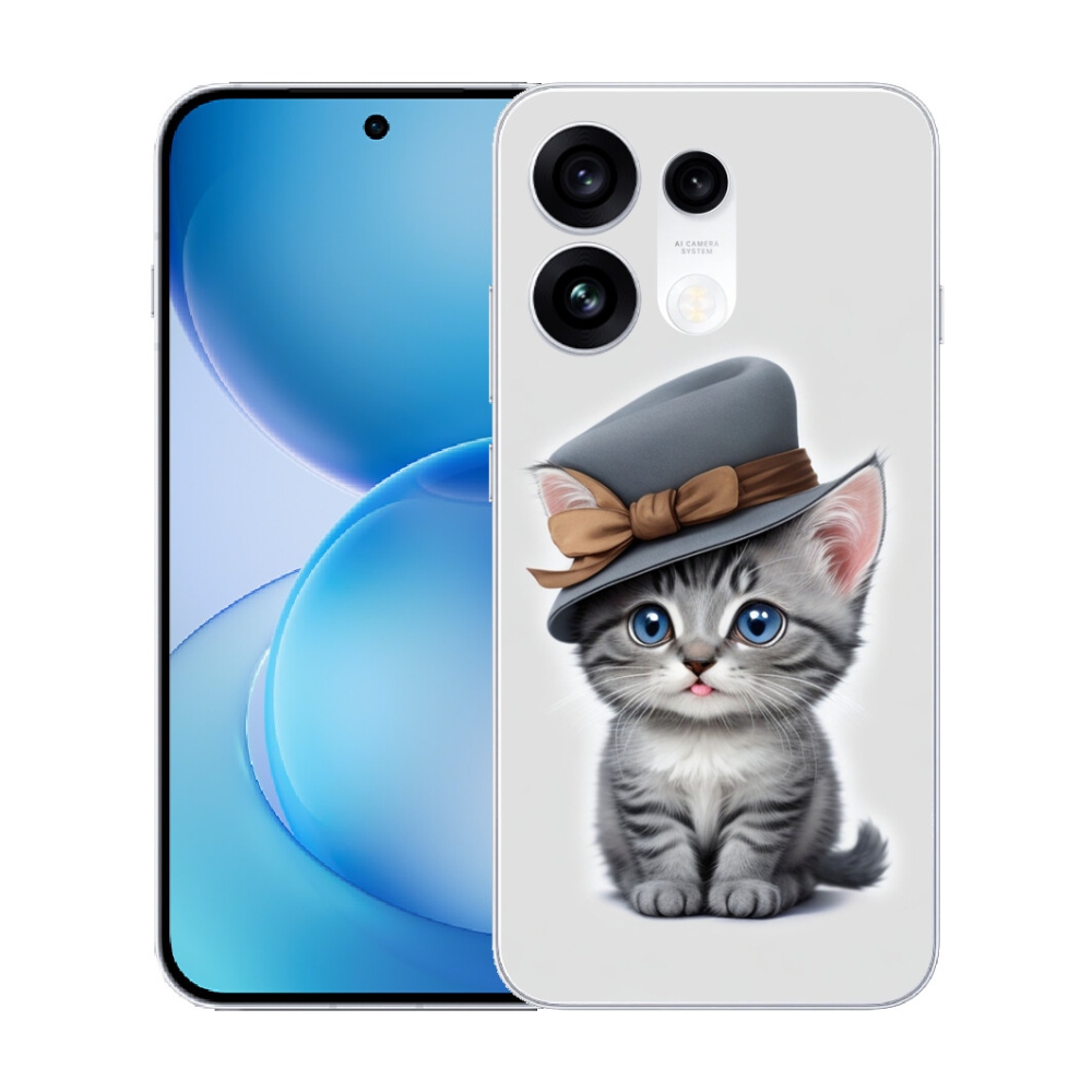Gélový kryt mmCase na Oppo Reno 16 Pro 5G - mačiatko s klobúkom