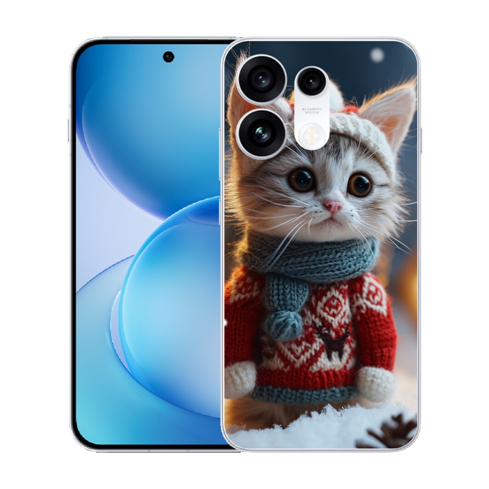 Gélový kryt mmCase na Oppo Reno 16 Pro 5G - mačiatko vo svetri