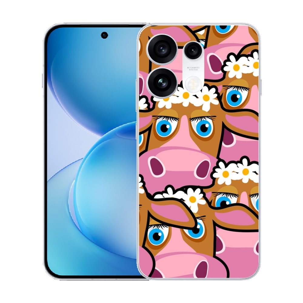 Gélový kryt mmCase na Oppo Reno 16 Pro 5G - kreslené kravičky