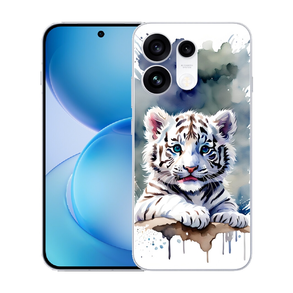 Gélový kryt mmCase na Oppo Reno 16 Pro 5G - mláďa bieleho tigra