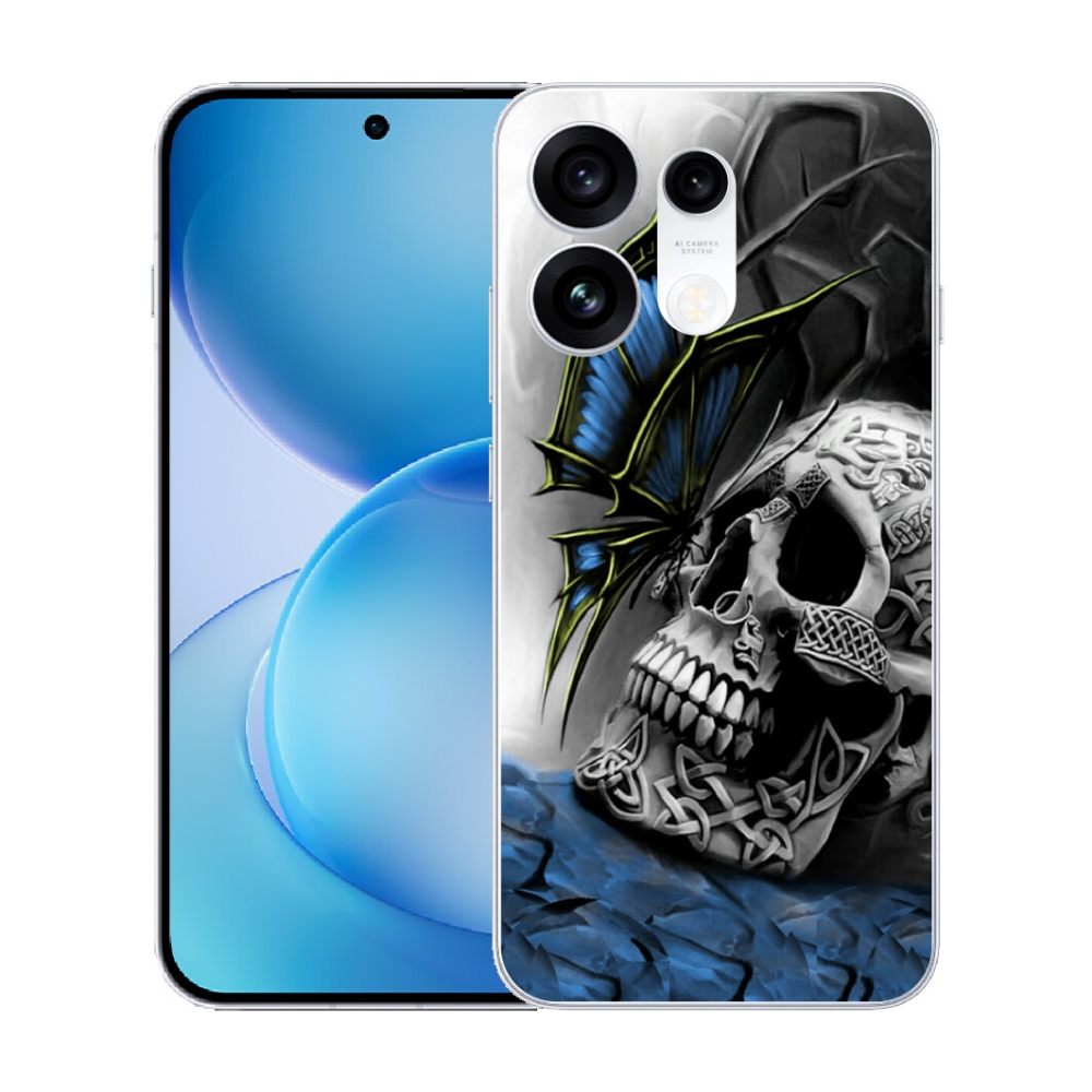 Gélový kryt mmCase na Oppo Reno 16 Pro 5G - motýľ a lebka