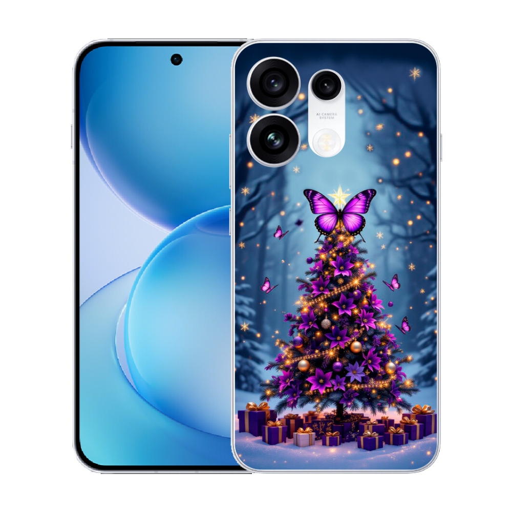 Gélový kryt mmCase na Oppo Reno 16 Pro 5G - motýlí vianočný stromček