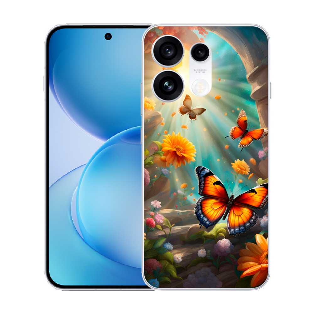 Gélový kryt mmCase na Oppo Reno 16 Pro 5G - motýlia záhrada 2