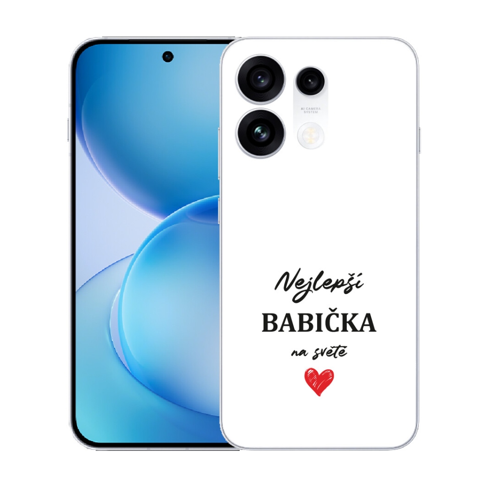 Gélový kryt mmCase na Oppo Reno 16 Pro 5G - najlepšia babička 1 biele pozadie