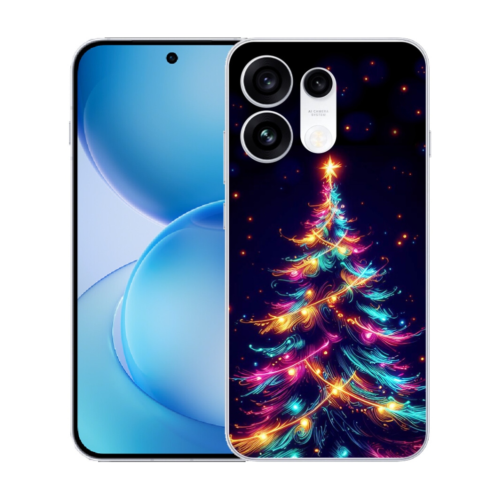 Gélový kryt mmCase na Oppo Reno 16 Pro 5G - neónový vianočný stromček