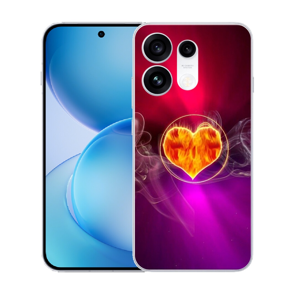 Gélový kryt mmCase na Oppo Reno 16 Pro 5G - ohnivé srdce