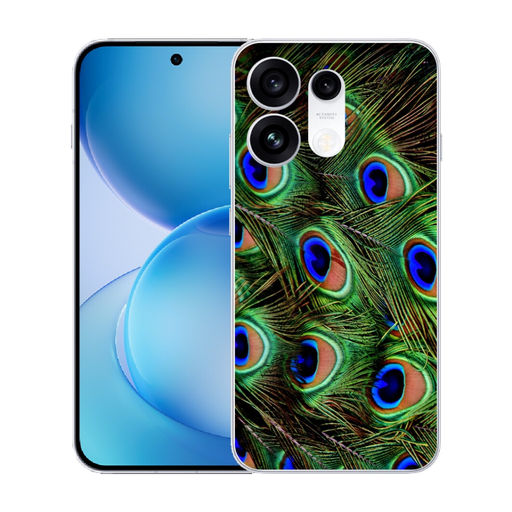 Gélový kryt mmCase na Oppo Reno 16 Pro 5G - pávie perie
