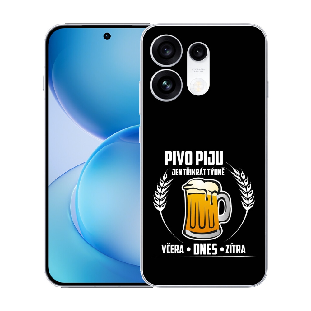 Gélový kryt mmCase na Oppo Reno 16 Pro 5G - pivný motív čierne pozadie