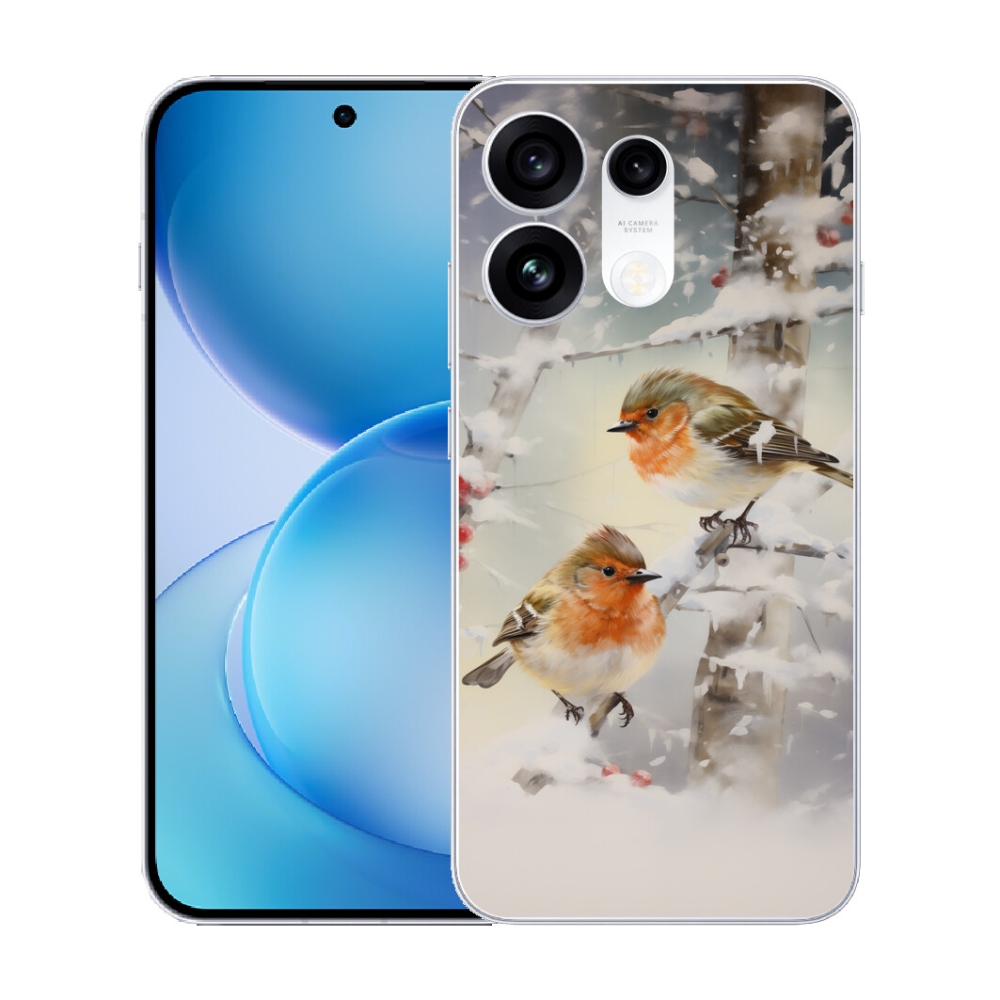 Gélový kryt mmCase na Oppo Reno 16 Pro 5G - vtáčiky v zime