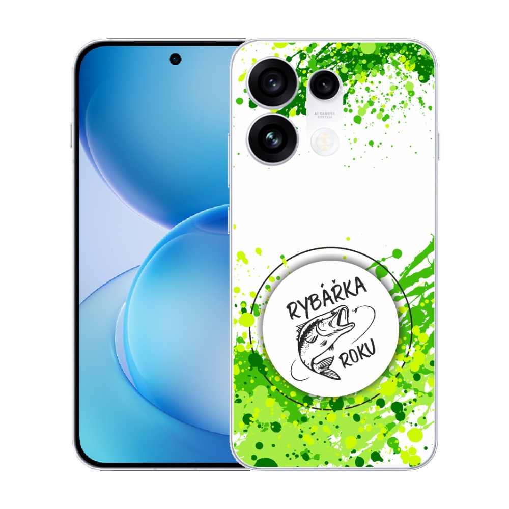 Gélový kryt mmCase na Oppo Reno 16 Pro 5G - rybárka roku biele pozadie