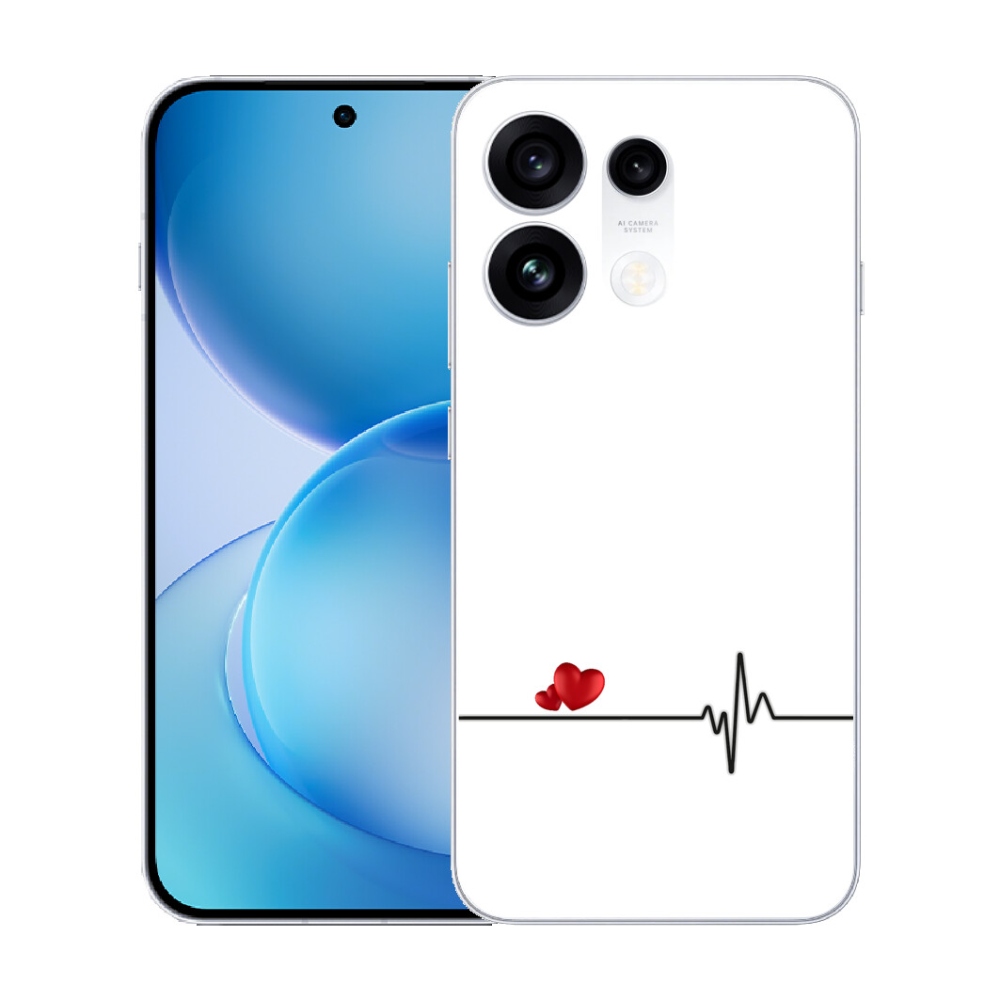 Gélový kryt mmCase na Oppo Reno 16 Pro 5G - srdce a tep biele pozadie