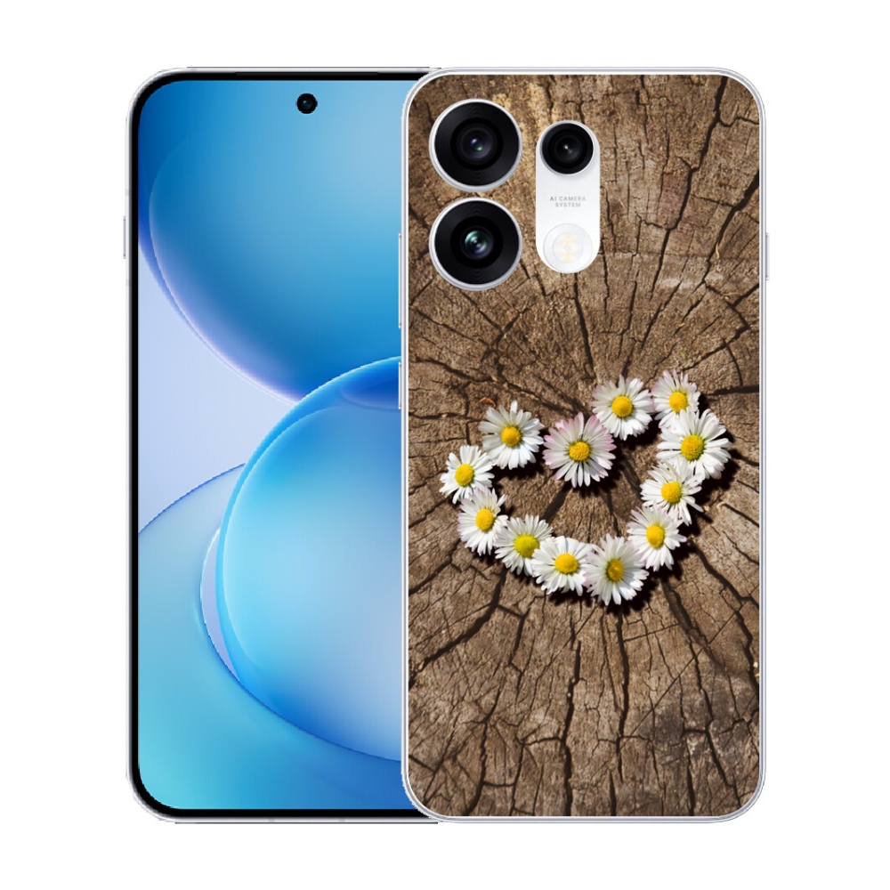 Gélový kryt mmCase na Oppo Reno 16 Pro 5G - srdce z margaréty