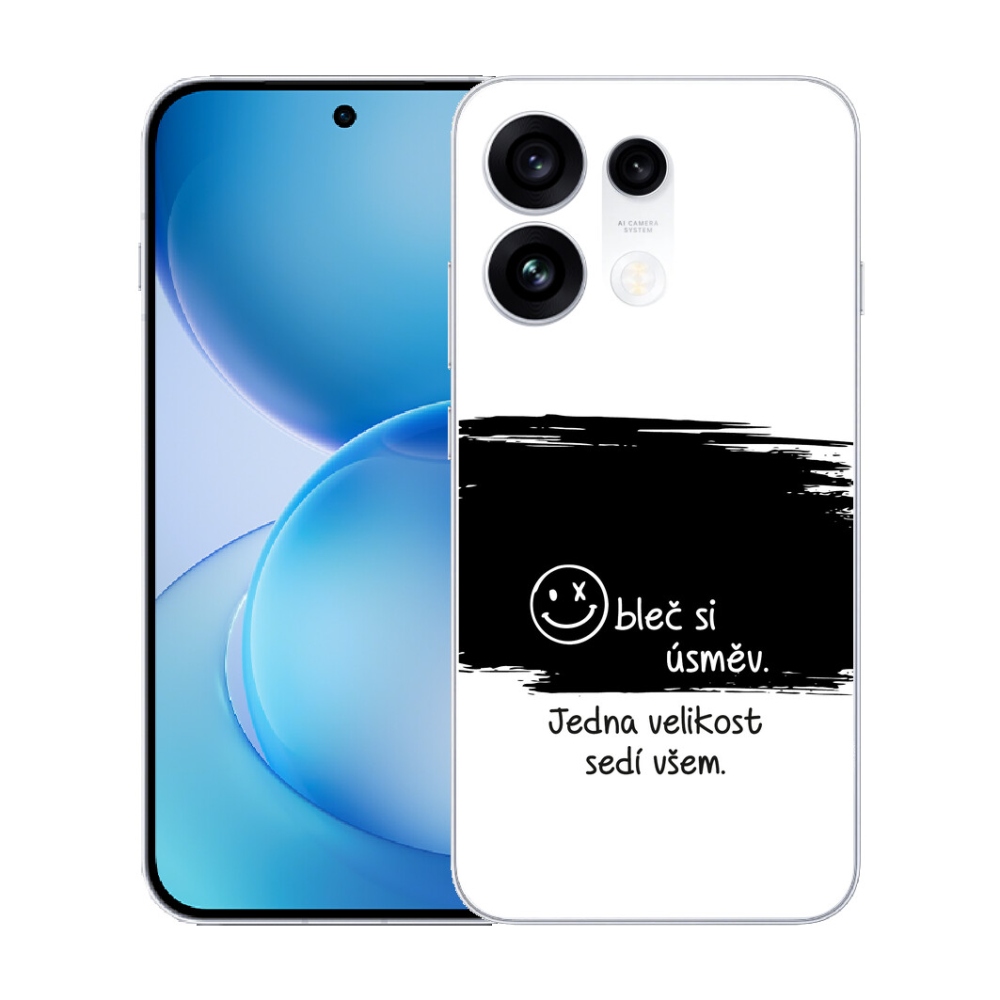 Gélový kryt mmCase na Oppo Reno 16 Pro 5G - vtipný text 8 čiernobiele pozadie