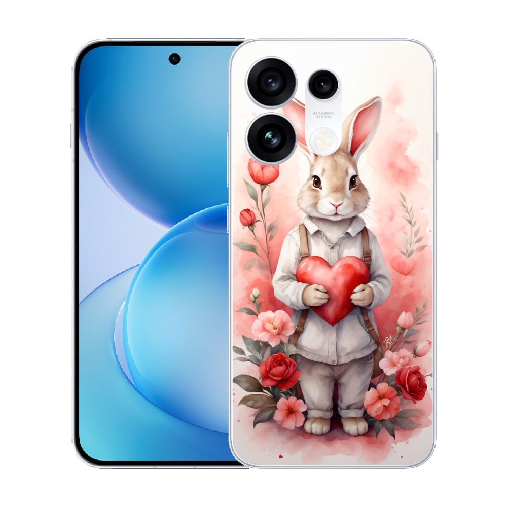 Gélový kryt mmCase na Oppo Reno 16 Pro 5G - zajac so srdiečkom