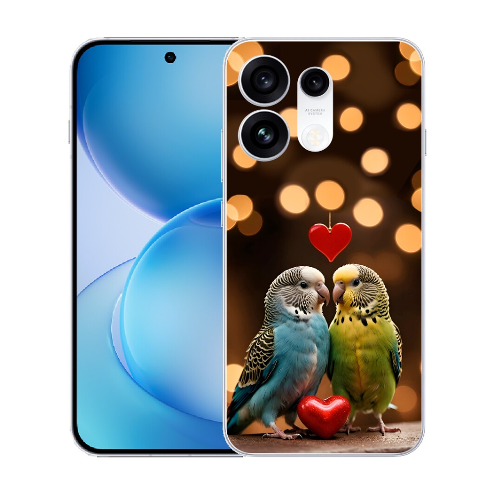 Gélový kryt mmCase na Oppo Reno 16 Pro 5G - zamilovaní papagáje
