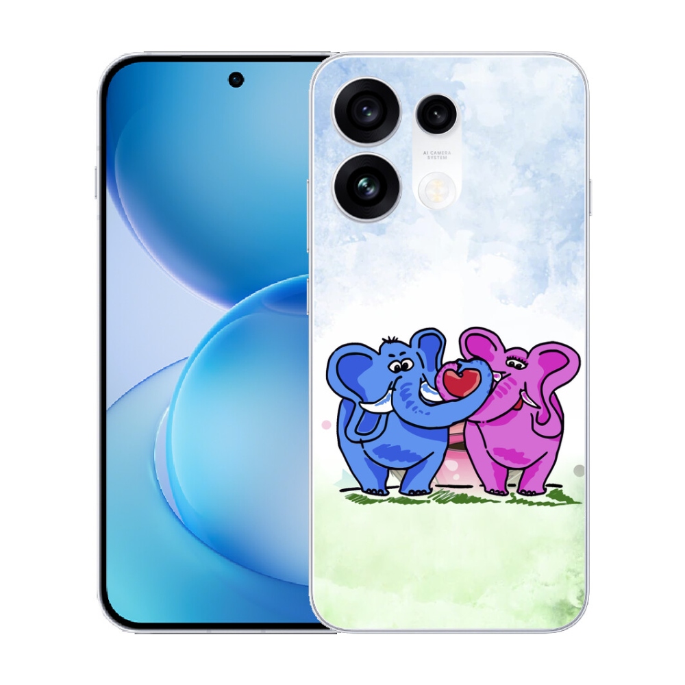 Gélový kryt mmCase na Oppo Reno 16 Pro 5G - zamilovaní slony