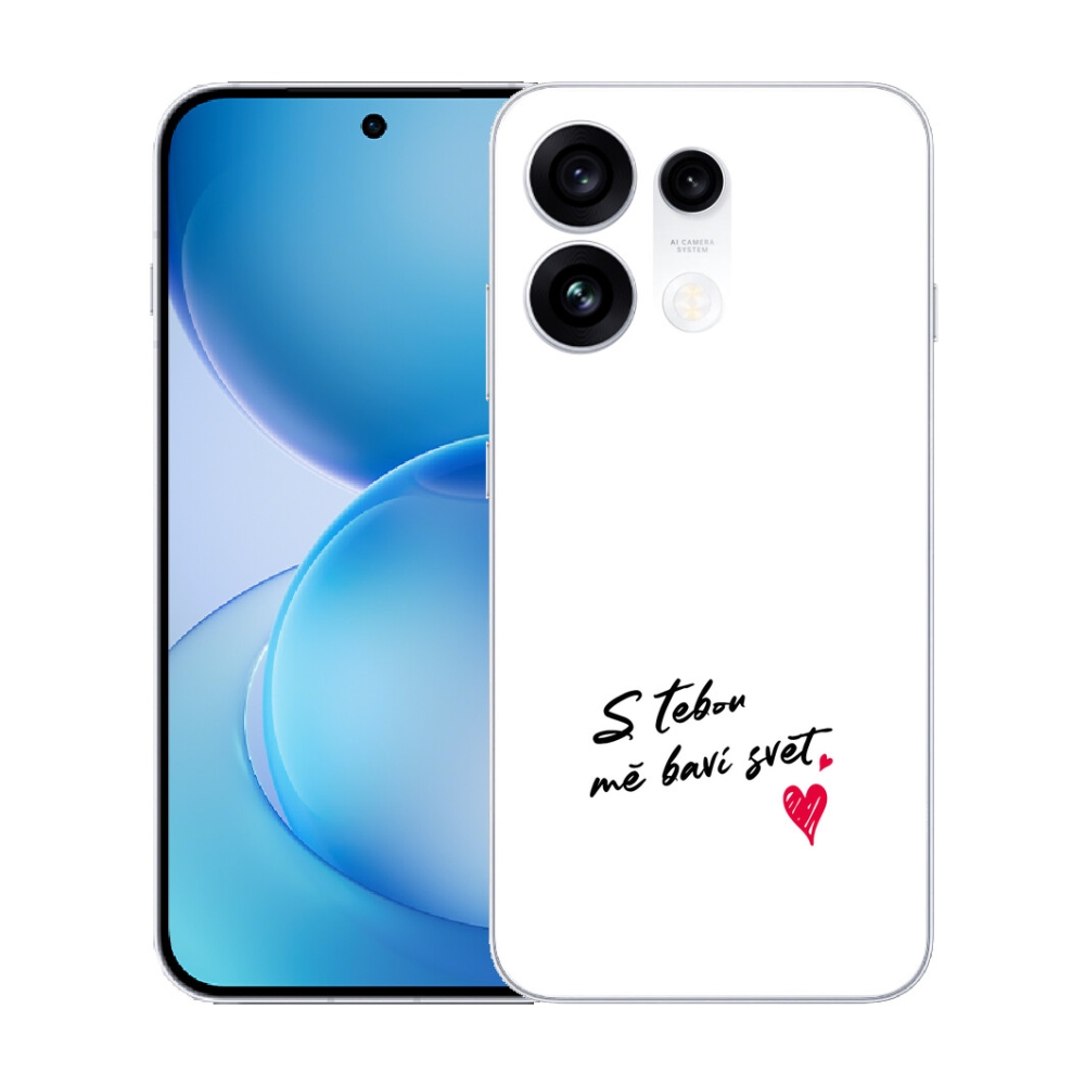 Gélový kryt mmCase na Oppo Reno 16 Pro 5G - zamilovaný text 1 biele pozadie