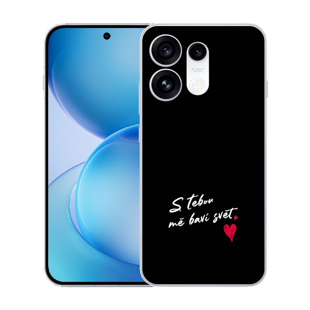 Gélový kryt mmCase na Oppo Reno 16 Pro 5G - zamilovaný text 1 čierne pozadie