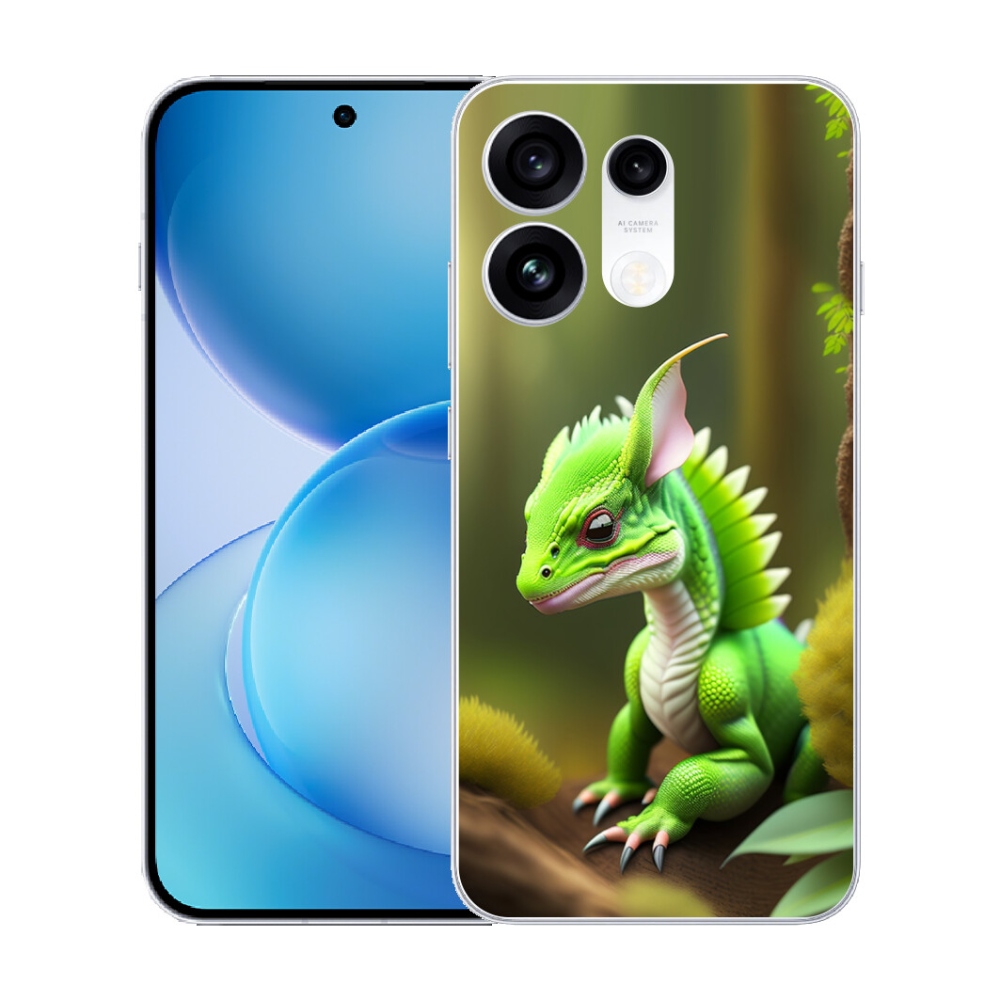 Gélový kryt mmCase na Oppo Reno 16 Pro 5G - zelený dráčik