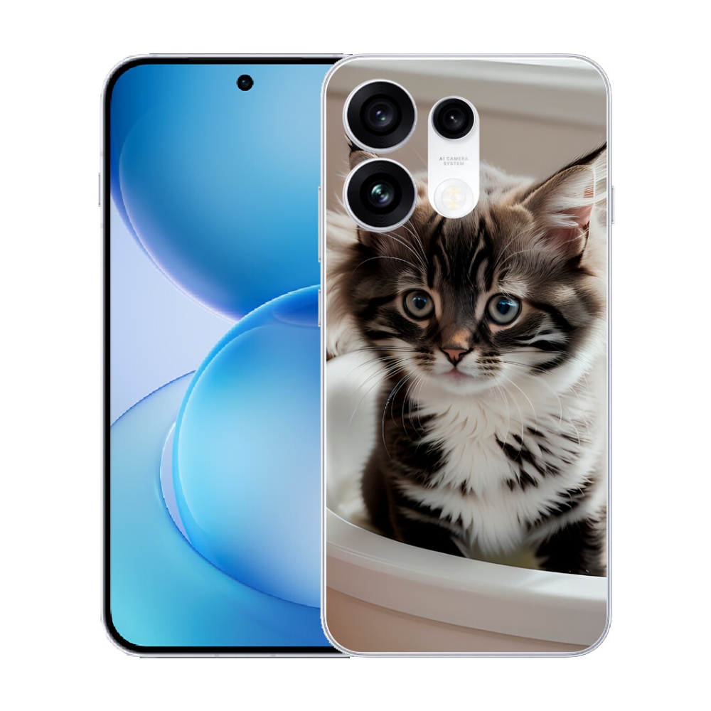Gélový kryt mmCase na Oppo Reno 16 Pro 5G - zvedavé mačiatko