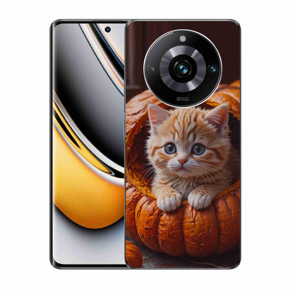 Gélový kryt mmCase na Realme 11 Pro 5G/11 Pro+ 5G - mačiatko a tekvica 2